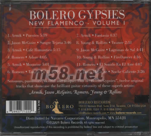 發(fā)燒吉卜賽專(zhuān)輯NEW FLAMENCO VOLUME 1專(zhuān)輯背面圖片