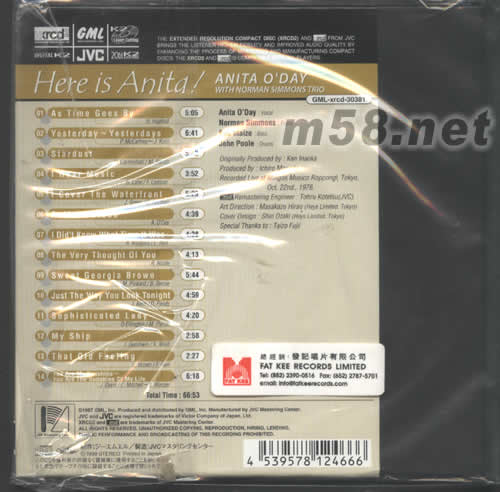 HERE IS ANITA!ANITA O DAY專輯背面圖片