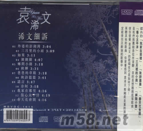 浠文細訴專輯背面圖片