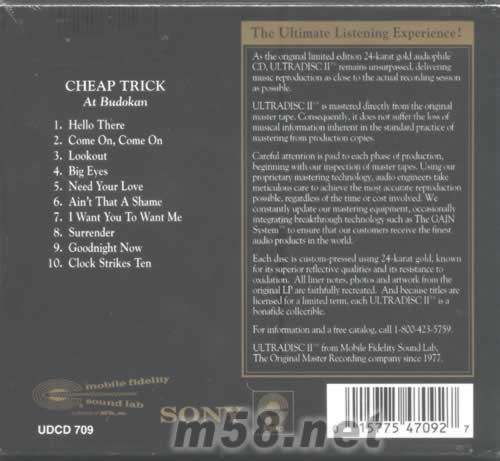 CHEAP TRICK AT BDUOKAN(24金碟)專輯背面圖片