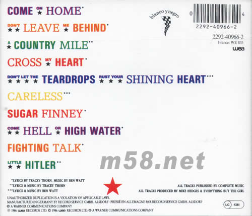 The Stars Shine Bright專輯背面圖片