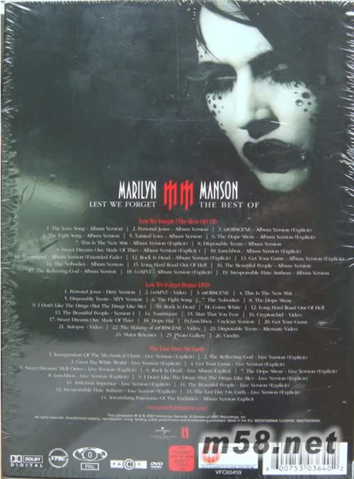 Lest We Forget-the Best of MM專輯背面圖片