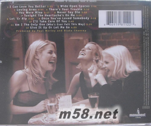 Wide Open Spaces專輯背面圖片