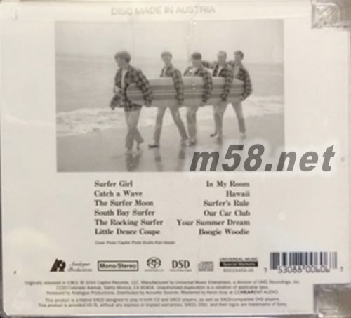 Surfer Girl SACD專(zhuān)輯背面圖片