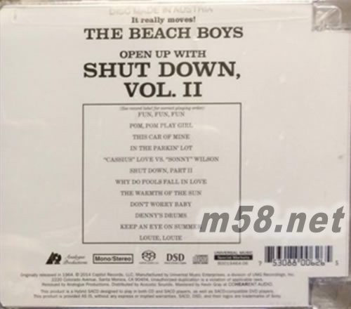 Shut Down Volume 2 SACD專輯背面圖片
