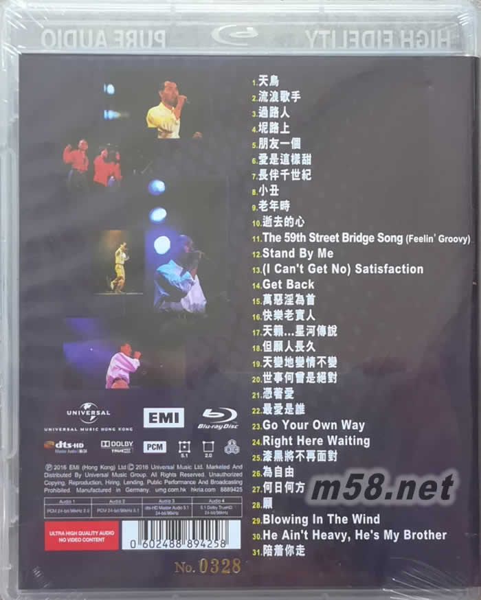 1990 演唱會 IN CONCERT 1990 藍光BD 首批限量版專輯背面圖片