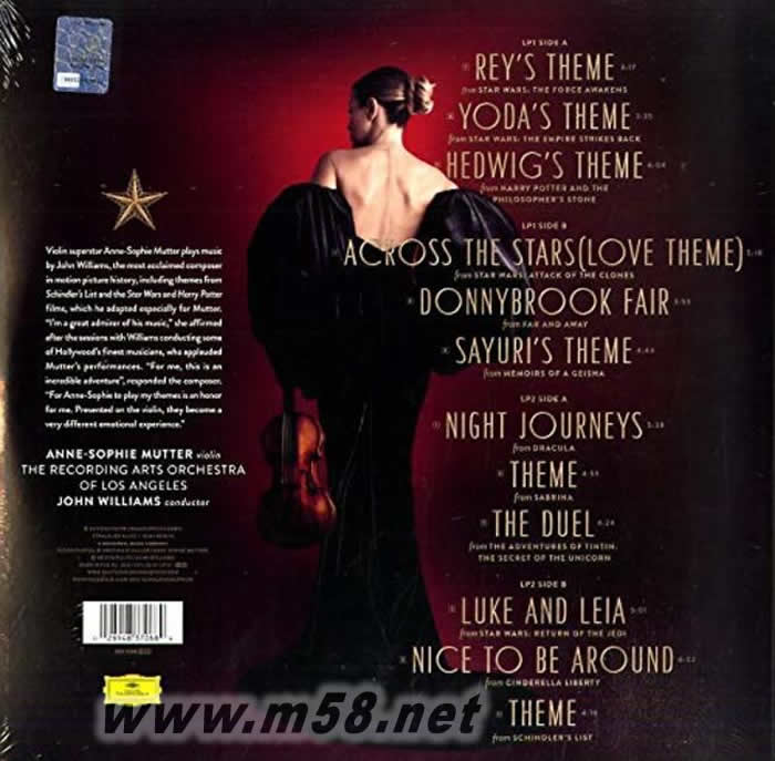 JOHN WILLIAMS- Across The Stars 穿越星空 電影配樂精選 (雙黑膠)專輯背面圖片