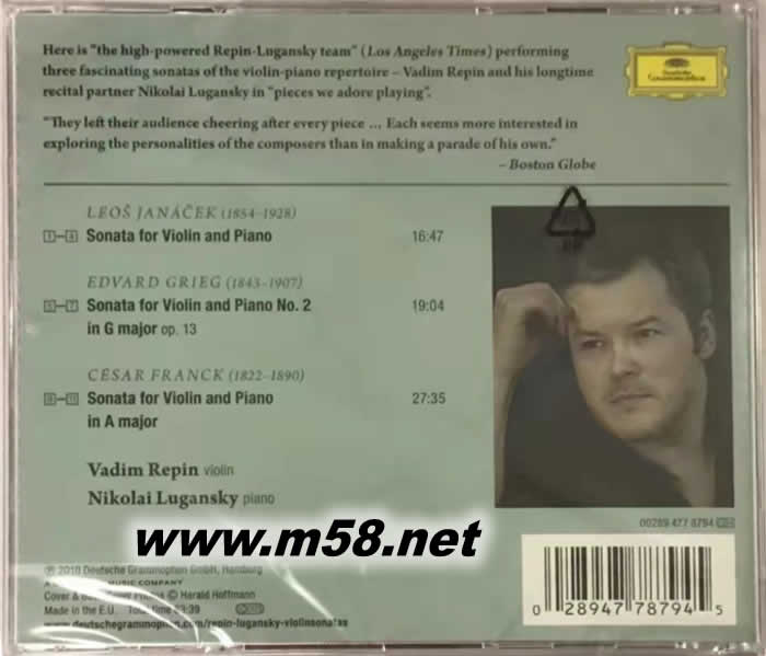 雷賓 雅納切克,格里格,法蘭克 小提琴奏鳴曲Vadim Repin - Franck Greig ,Janacek:Violin Sonatas專(zhuān)輯背面圖片
