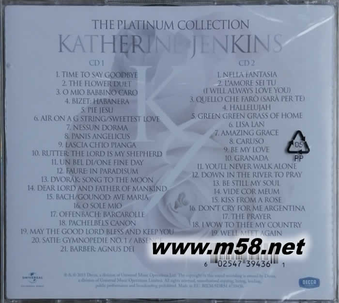 The Platinum Collection 完美顏值美聲女神-白金典藏雙碟精選專輯背面圖片