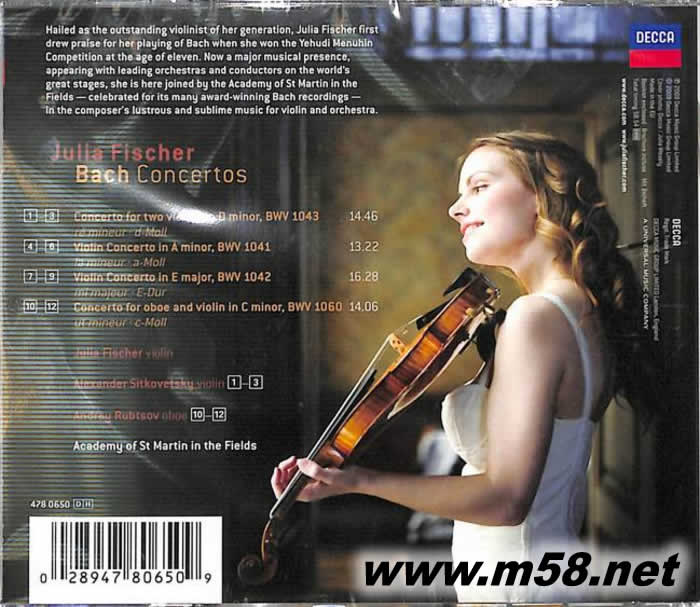 BACH CONCERTOS 巴哈 - 小提琴協(xié)奏曲集專輯背面圖片