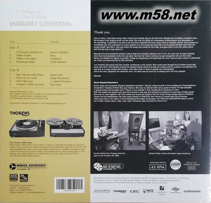 紀念伊娃 卡西迪 MARGRIET SJOERDSMA 演唱EVA民謠 45轉(zhuǎn) 黑膠專輯背面圖片