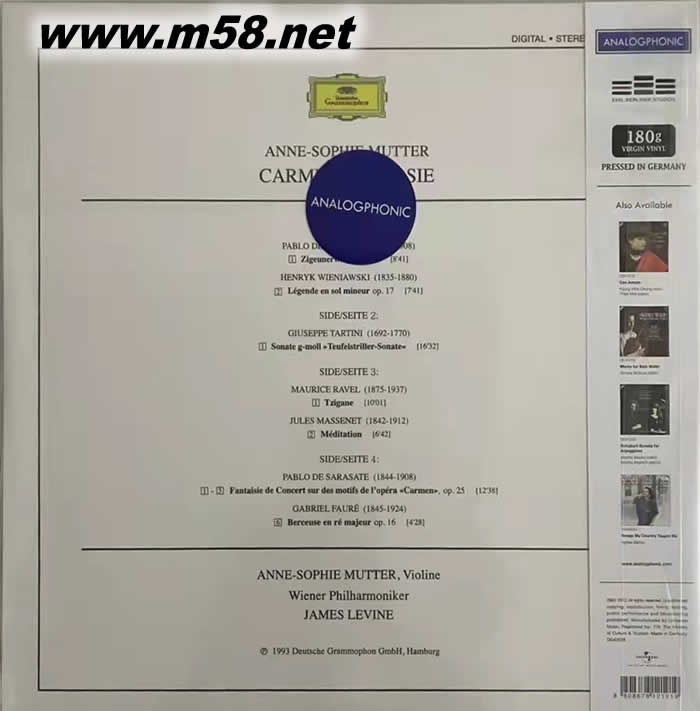 Carmen Fantasie 卡門 幻想曲 180g 33RPM LP 黑膠(DG版)專輯背面圖片