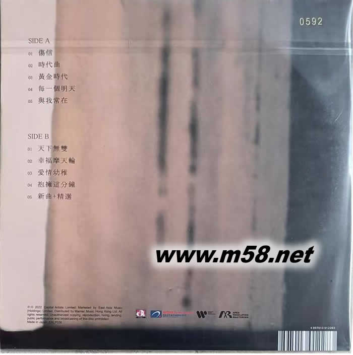 陳奕迅 極品珍藏 彩膠 黑膠專輯背面圖片