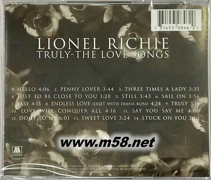 Truly The Love Songs專輯背面圖片