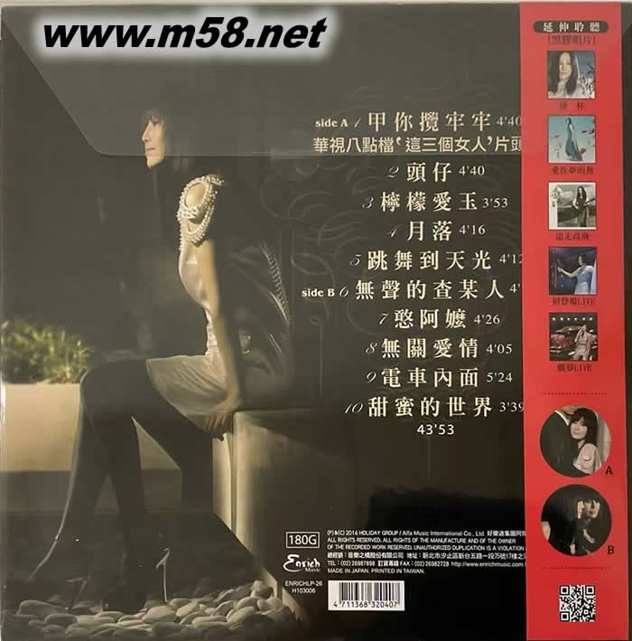 甲你攬牢牢 180g 33RPM LP 黑膠 圖案膠專輯背面圖片