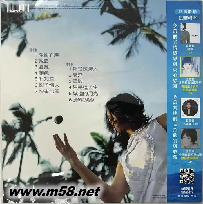 許美靜 1996-1999精選輯 180g 33RPM LP 藍膠 黑膠專輯背面圖片